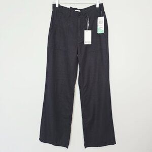 Kensie Wide Leg High Rise Drape Pants 6 Black NWT